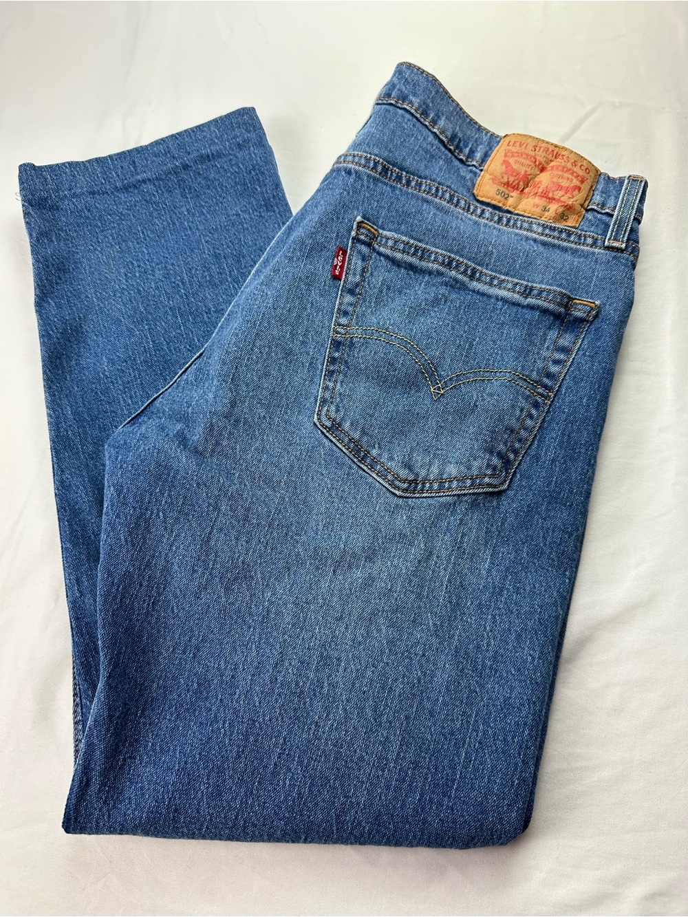 Levi’s 502 Taper Jeans Medium Wash Denim Classic Tapered Fit 34 x 27